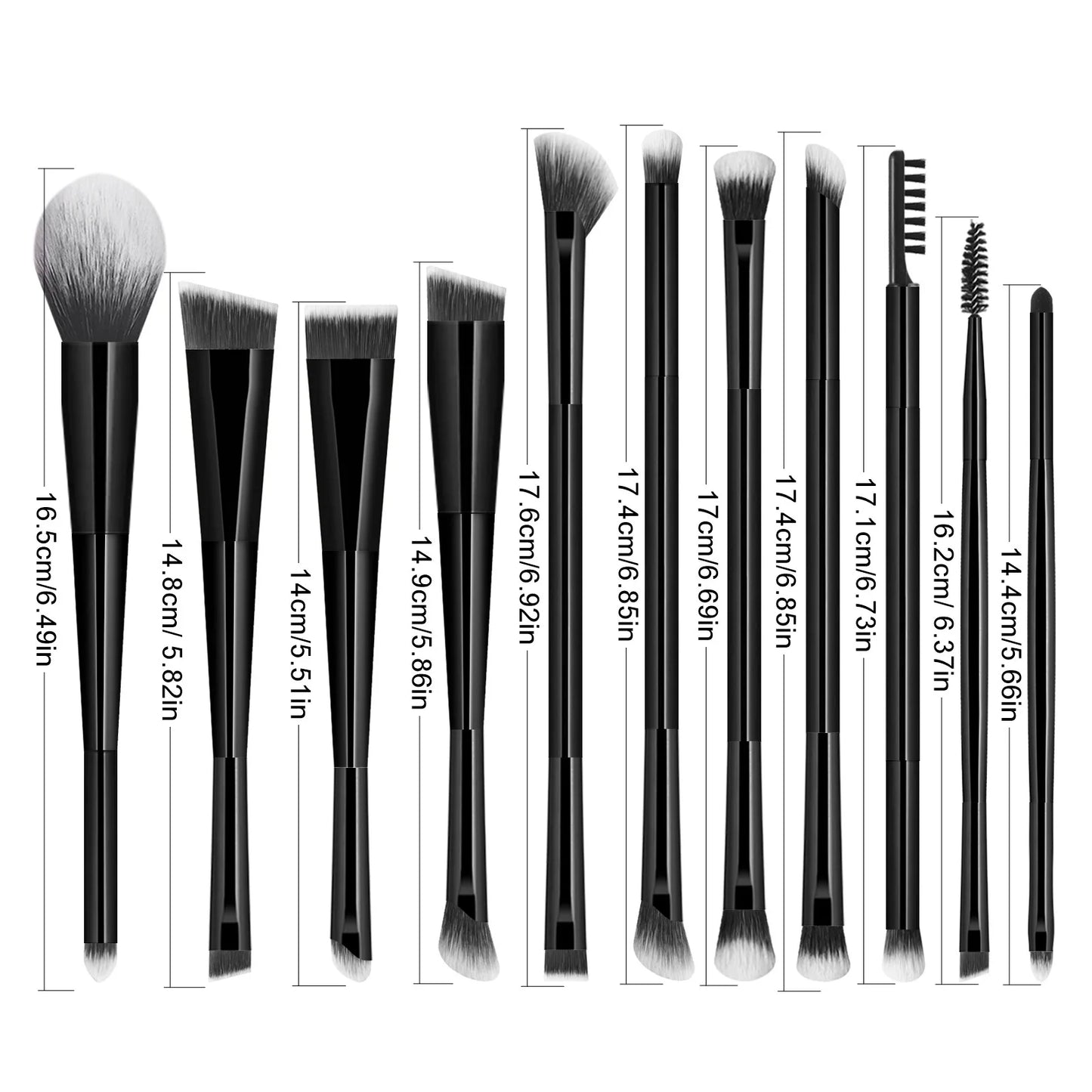 11 full set of eye makeup brushes, double-head design, eyeshadow brush, smudge brush, eyebrow brush, full set of beauty tools