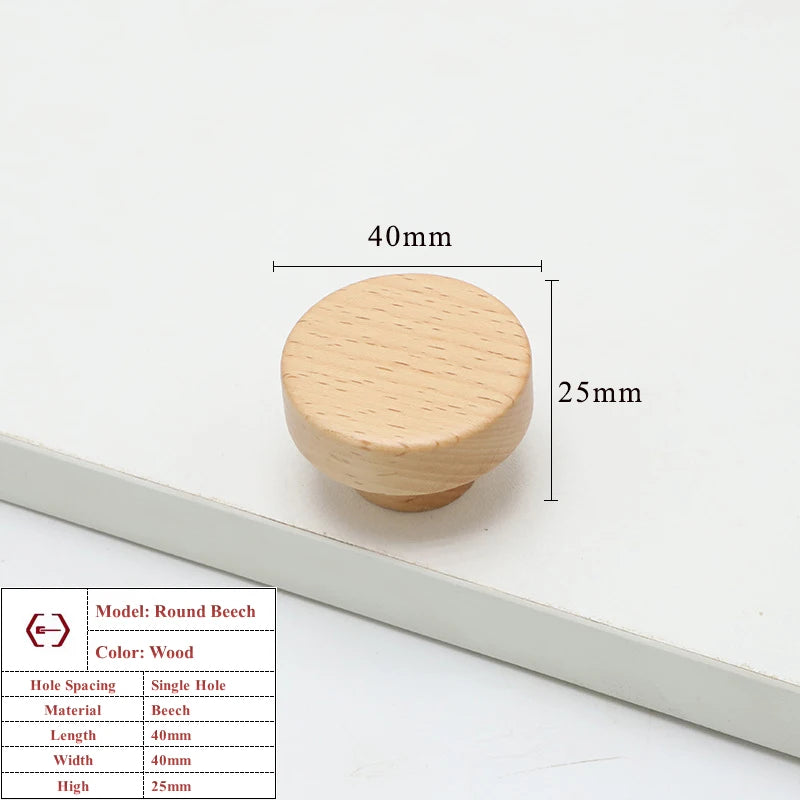Wooden Cabinet Handles Beech Walnut Solid Wood Furniture Door Handle Kitchen Cupboard Drawer Knobs Wardrobe Hardware Pull Handle