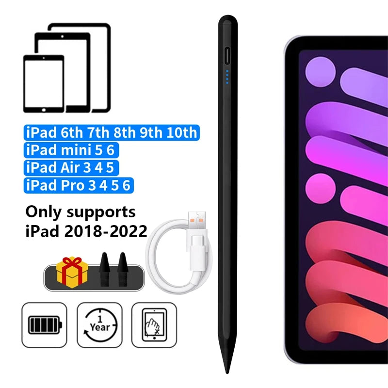 For Apple Pencil with Palm Rejection Tilt, Power Display, for iPad Pencil Pen 2022 2021 2020 2019 2018 Pro Air Mini Stylus Pen