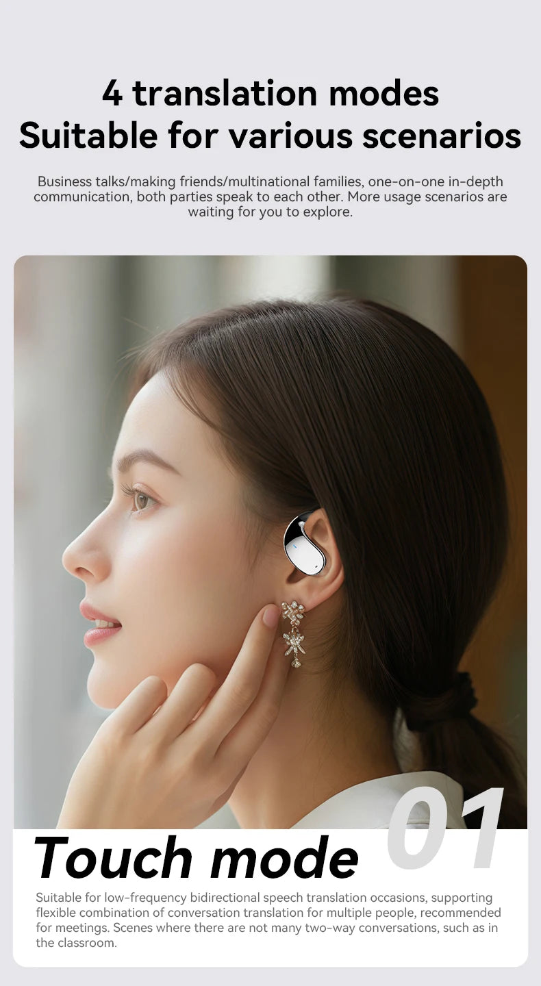 3-in-1 AI Translator Earbuds 144 Languages Noise Cancelling Bluetooth 5.4 Headset Instant Translator Smart Voice Real Time