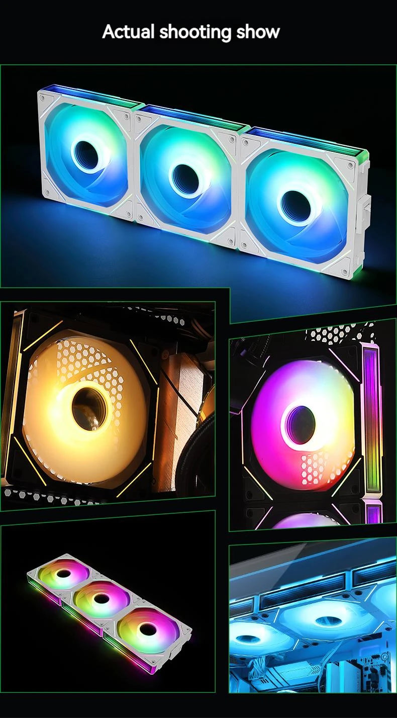 TEUCER JM-1 Computer Case Fan ARGB Mirror Cycle Light Effect 120mm 4Pin PWM PC Cooling Fan Low Noise Water Cooling Ventilador