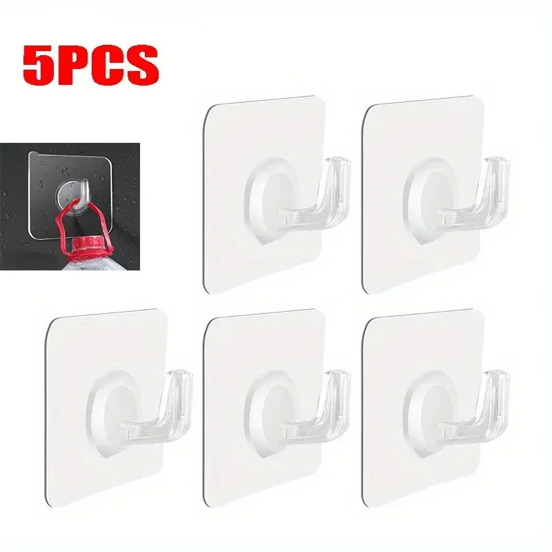 1/50Pcs Self-adhesive Hook Transparent Door Wall Hanger Hook Child Heavy Load Rack Kitchen Bathroom Towel Key Rack Sticky Hooks