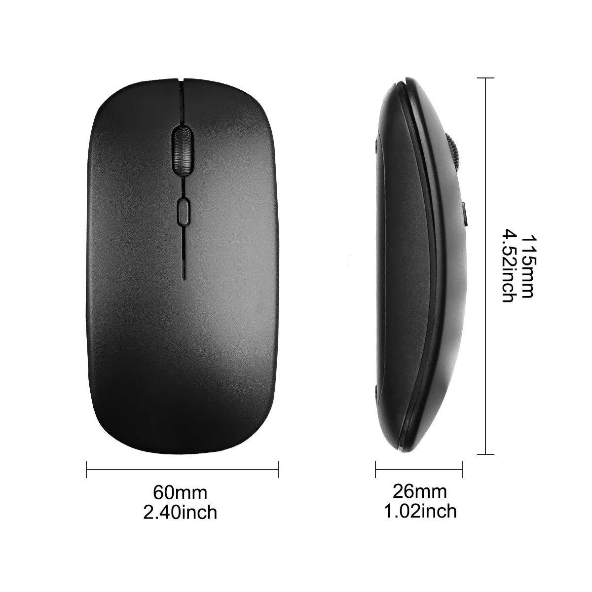 Wireless Mouse Slim Bluetooth-compatible 2.4G Computer Mice Portable Rechargeable/Battery Cordless Mouse for iPad Laptop Desktop