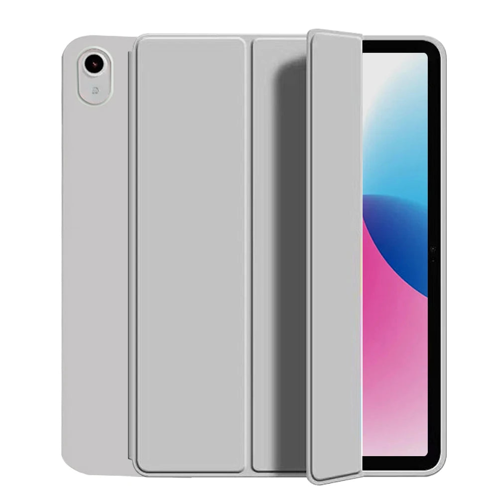 for iPad 5/6/7/8/9/10th gen Compatible with Air 4/5/6/7 Pro 11, three fold stand intelligent protective cover with soft TPU case