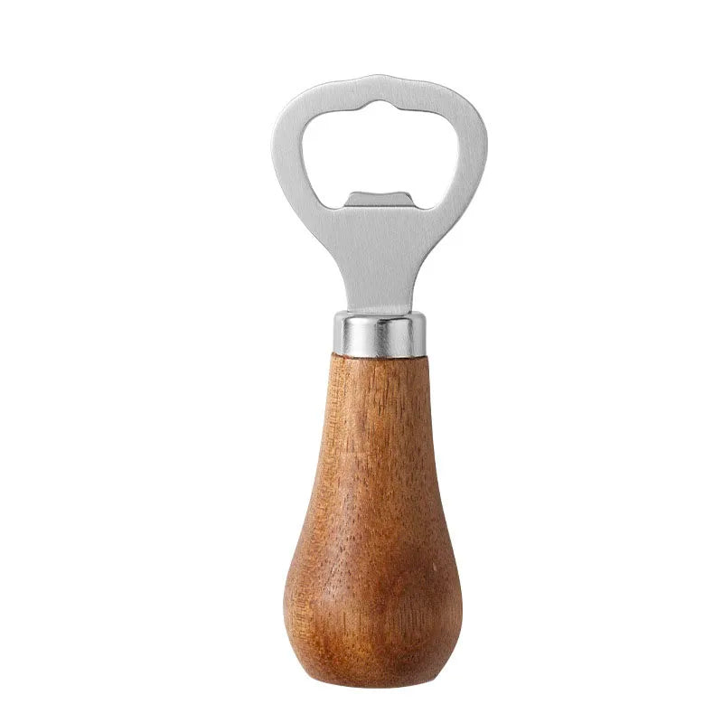 Personal Logo Stainless Steel Beer Bottle Opener with Wood Handle, Kitchen Tools, Anniversary Wedding Gift