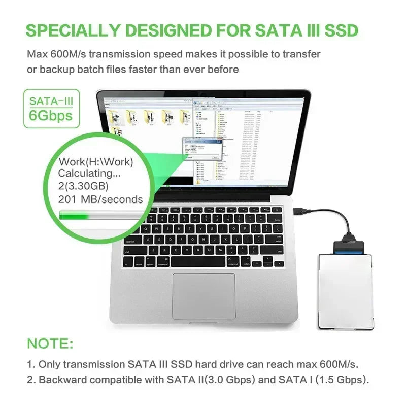 SATA to USB 3.0 / 2.0 Cable Up to 6 Gbps for 2.5 Inch External HDD SSD Hard Drive SATA 3 22 Pin Adapter USB 3.0 to Sata III Cord