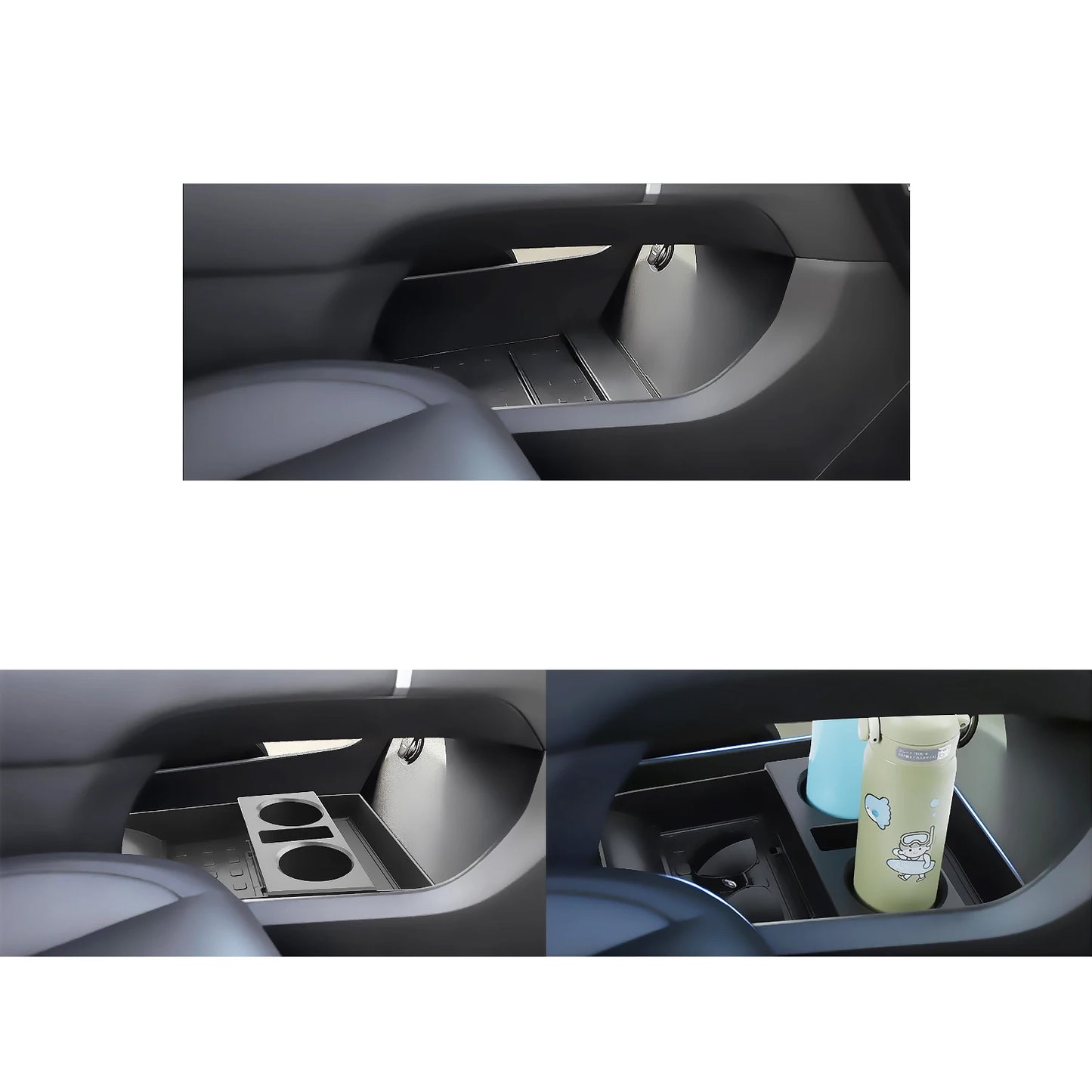 For Hyundai Santa Fe 2024 2025 Car Center Console Box Central Lower Layer Storage Tray Organizer Stowing Tidying Accessories