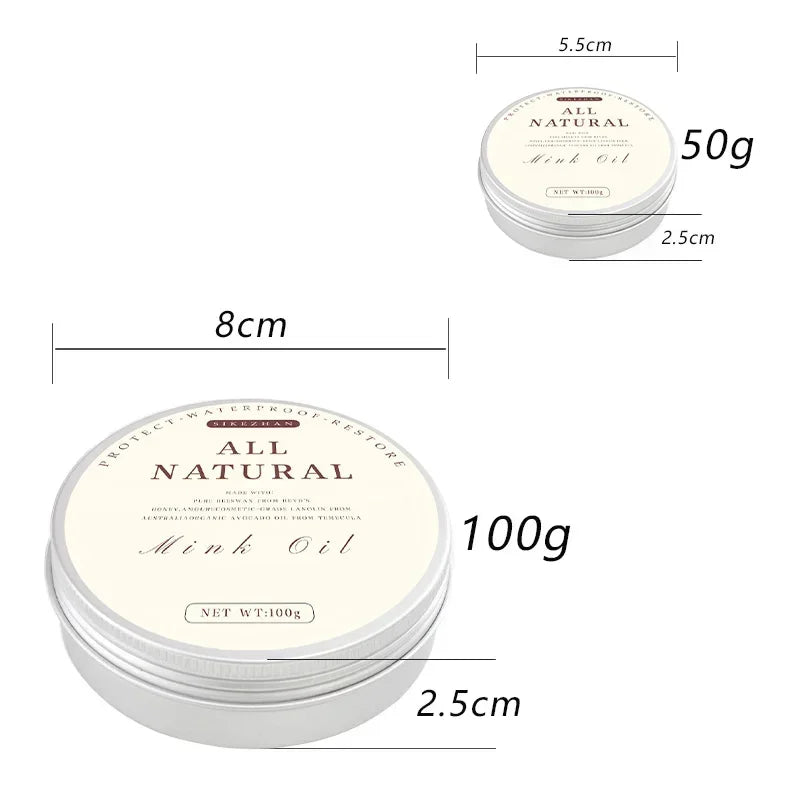 Natural Mink Oil Cream for Leather Shoes Bags Leather Care Cream Leather Maintenance Cream Leathercraft Accessories