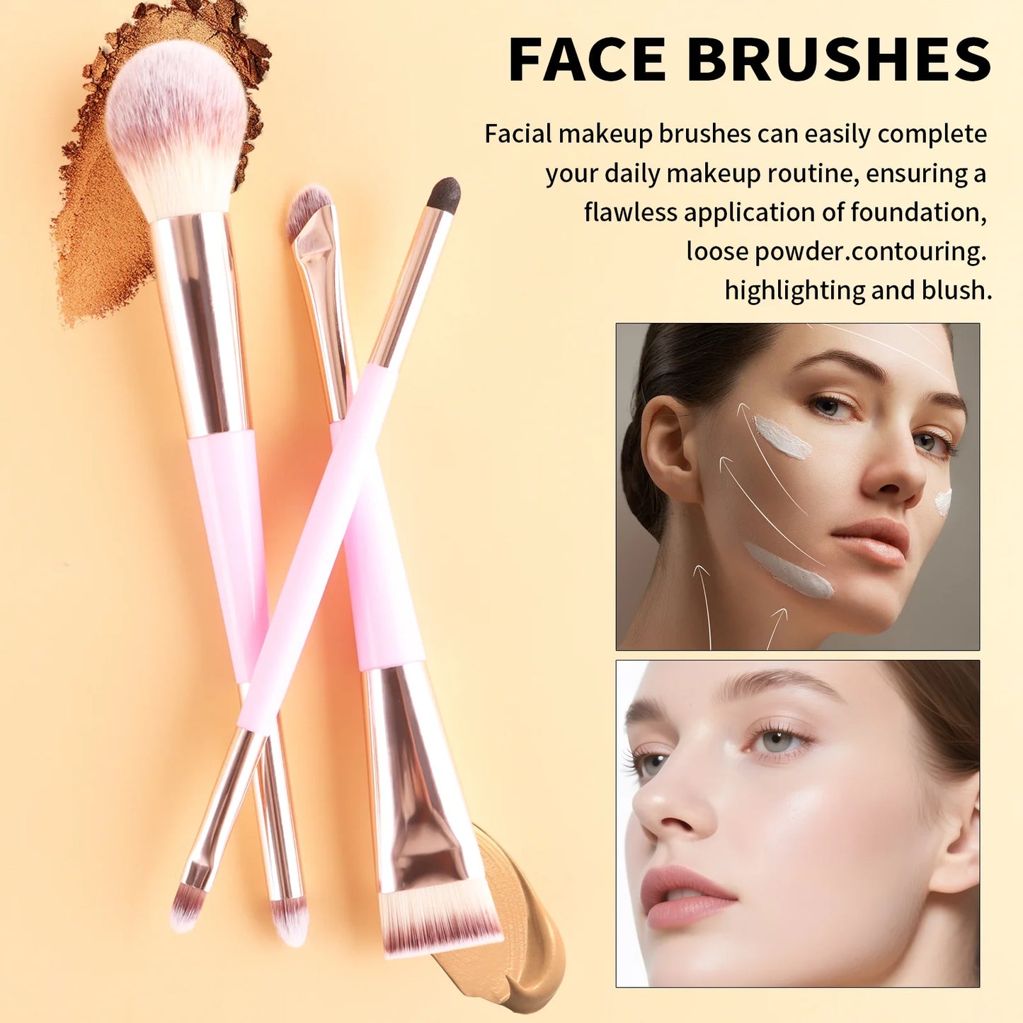 11 full set of eye makeup brushes, double-head design, eyeshadow brush, smudge brush, eyebrow brush, full set of beauty tools