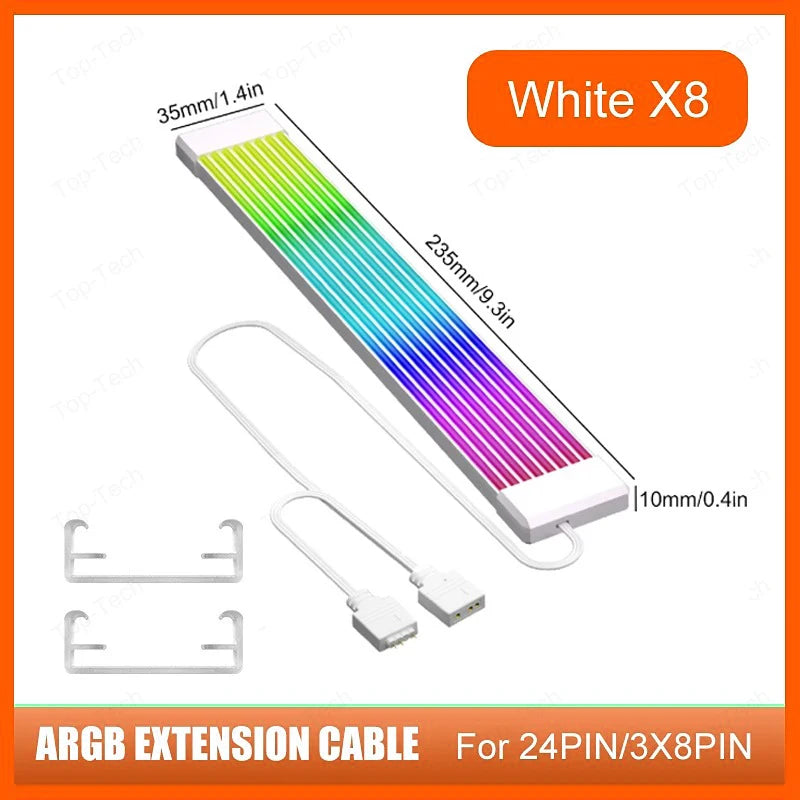 PC RGB Light Strip Suitable for PSU Cable PC RGB GPU Cable 5V 3Pin ARGB Sync PC Extension Cable for 6Pin 8Pin 12Pin 16Pin 24Pin