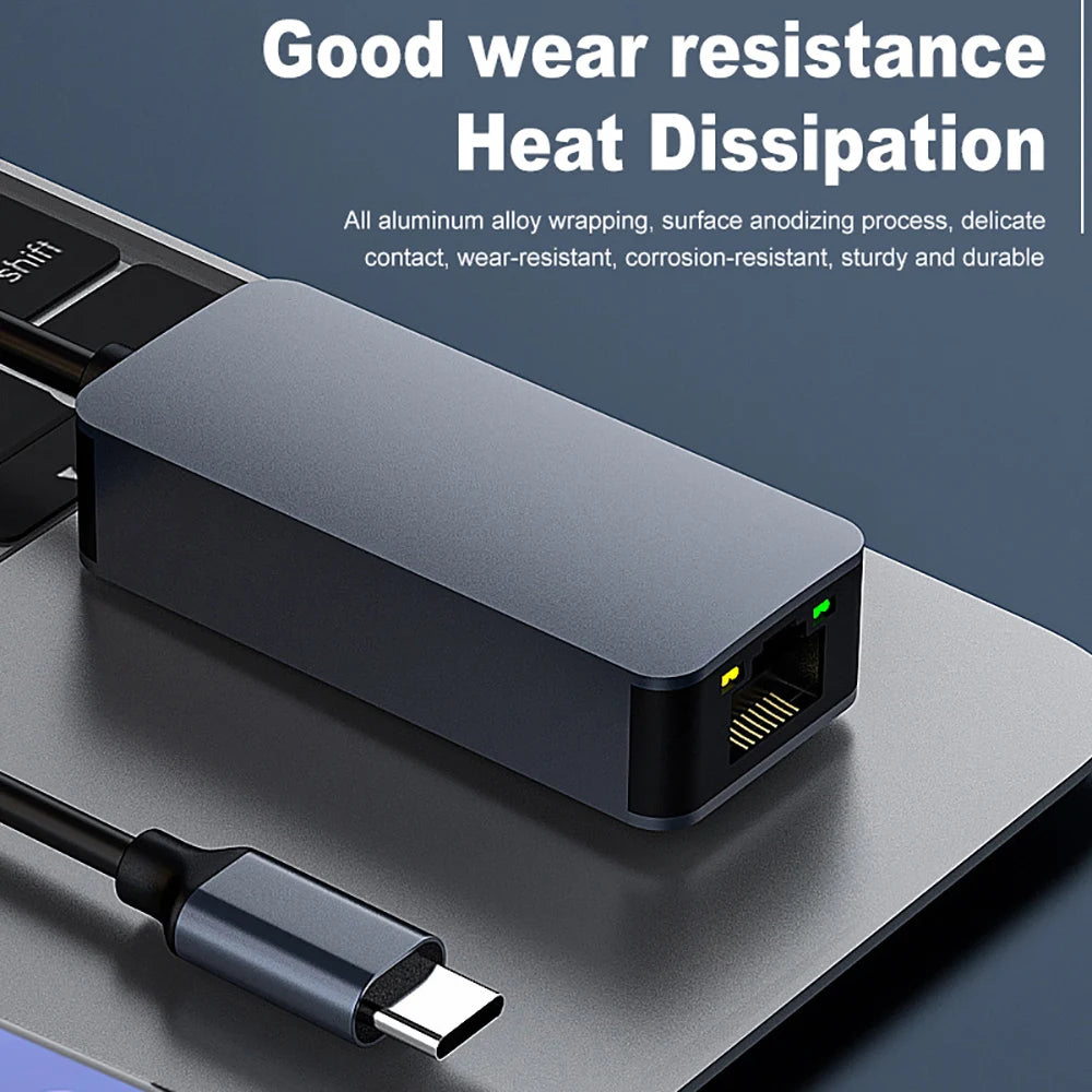 Kebidumei 2500Mbps USB Type-C Ethernet To RJ45 2.5G USB 3.0 Wired Adapter Converter Lan Network Hub For MAC PC Laptop Win 7/8/10
