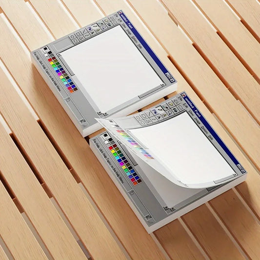 Vintage Computer Drawing Sticky Notes 50 Sheets - Ideal for Artists & Office Use,Durable Adhesive Notes, Sticky Notes for Office