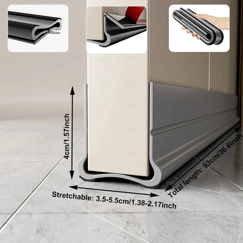 PVC Flexible Door Bottom Sealing Strip Weatherproof Draft Stopper Gasket Window Insulation Guard for Home Draft Prevention