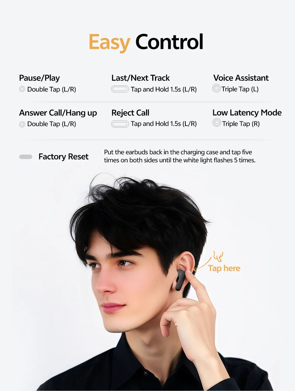 QCY Buds TWS Bluetooth 5.3 Wireless Earphones 10mm Dynamic Driver AI Wind Noise Reduction Earbud 0.68S Low Latency 35H Headphone