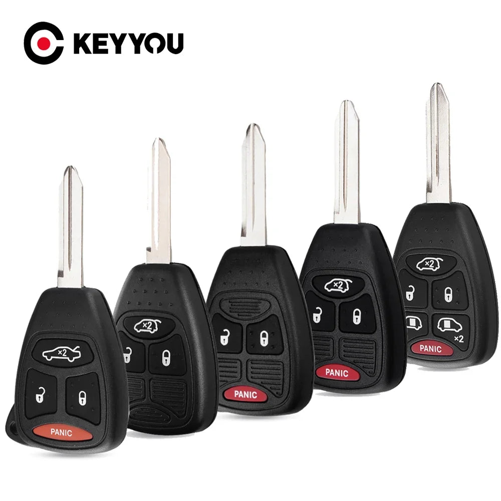 KEYYOU Car Key Shell Case 2/3/4/5/6 Buttons for Chrysler Pacifica Aspen 300 Dodge RAM Caravan Jeep Commander Grand Cherokee