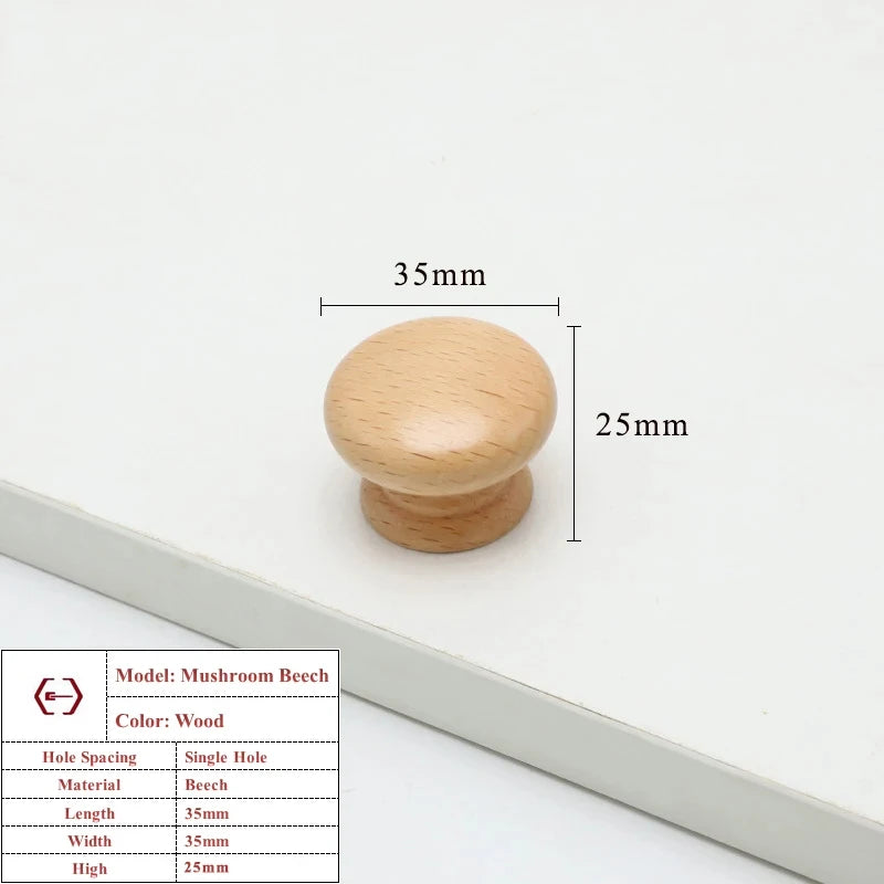 Walnut Beech Kitchen Cabinet Handle Drawer Solid Wood Furniture Door Drawer Round Knob Cupboard Wooden Handle Hardware Long Pull