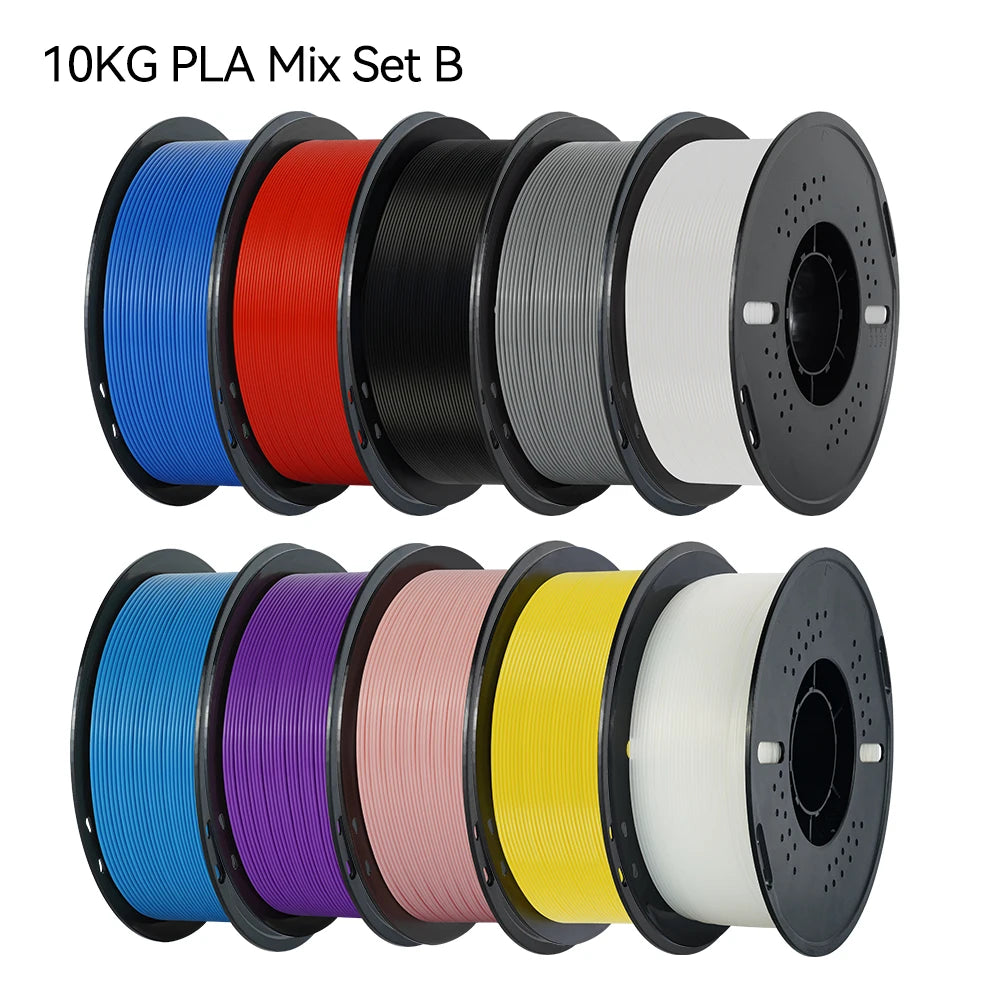KINGROON 22LBS PETG or PLA Filament 3D Printer Filament 10 Rolls 1KG 1.75MM Eco-Friendly Good Toughness Mix Color Free Shipping