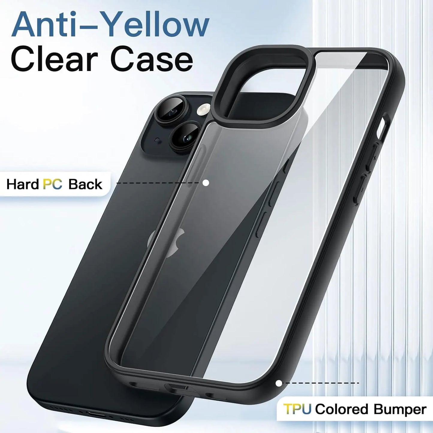 Colour Back Transparent Shockproof Phone Case for iPhone 16 15 14 13 12 11 Pro Max 7 8 Plus XR Xs 12 Mini Silicone Bumper Cover