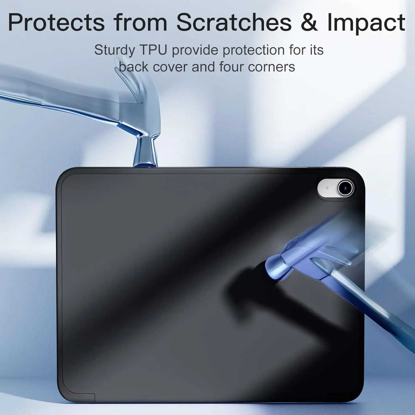 for iPad 5/6/7/8/9/10th gen Compatible with Air 4/5/6/7 Pro 11, three fold stand intelligent protective cover with soft TPU case