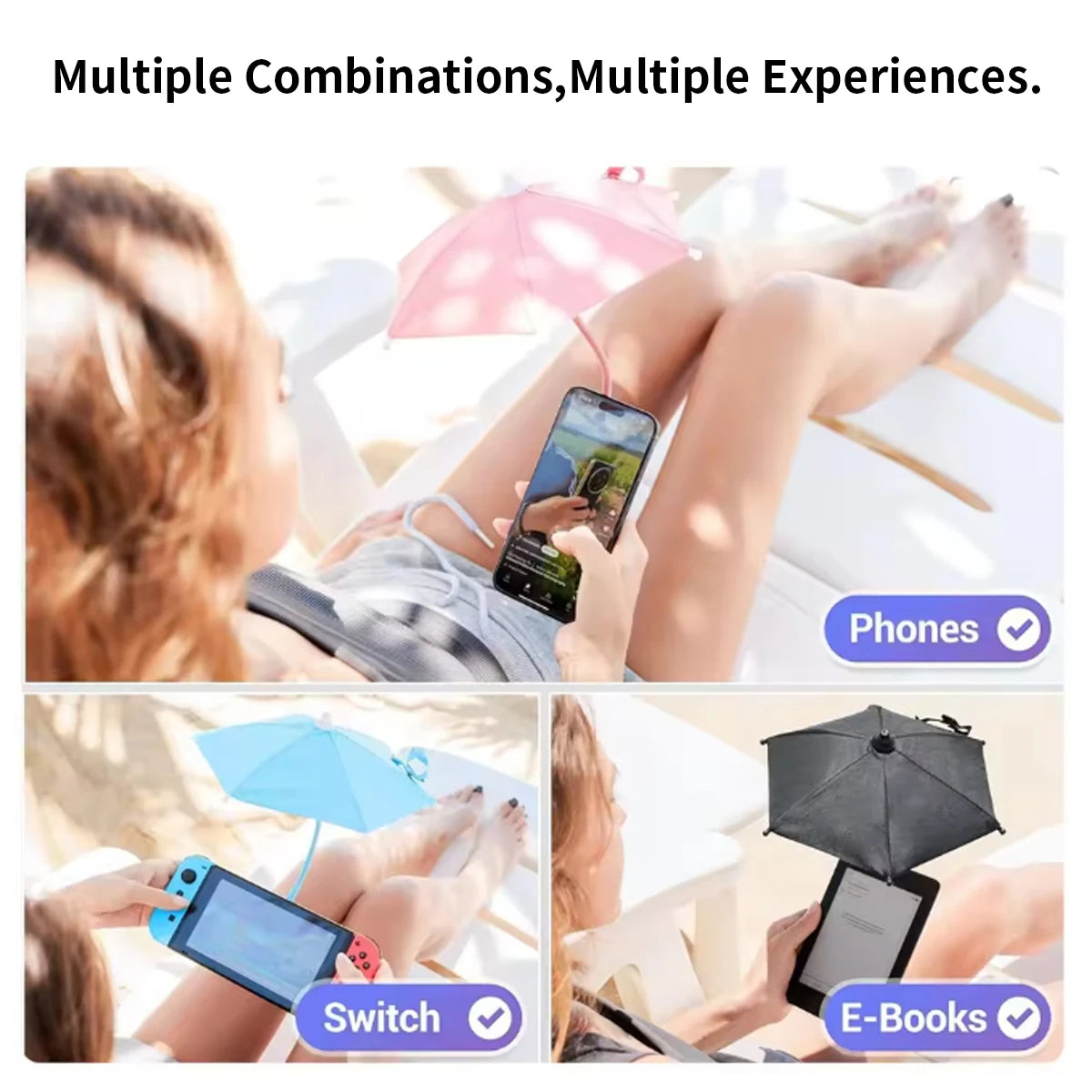 Mobile Phone Holder, Sun Protection Umbrella, Clip-On Umbrella, Outdoor Mobile Phone Fixed Umbrella, Rainproof Sunshade Umbrella, Anti-Glare Small Umbrella for Mobile Phones