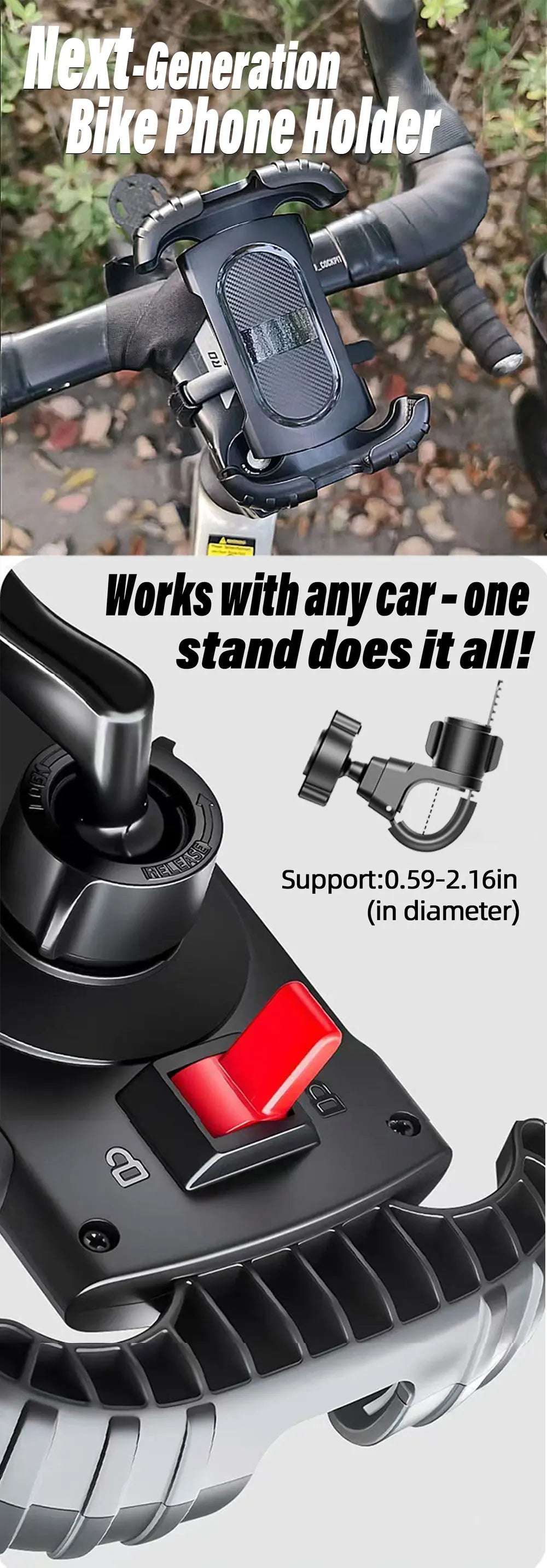 Mountain Bike Mobile Phone Safety Operate Stable and Non-slip Rotatable Navigation Mobile Phone Holder Motorcycle Phone Holder