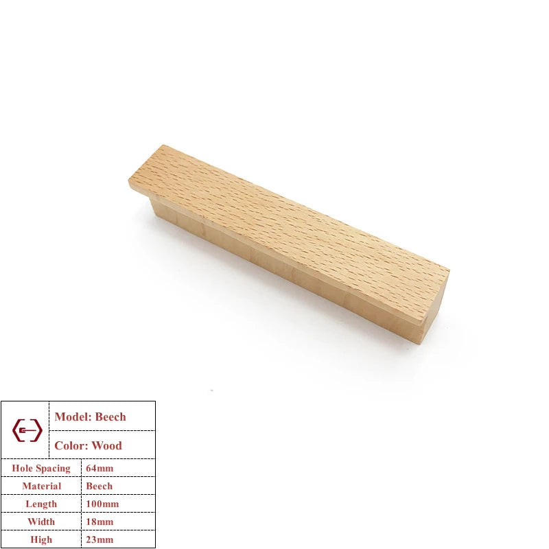 Beech Wooden Cabinet Handles Walnut Solid Wood Furniture Kitchen Door Handle Wardrobe Cupboard Drawer Knobs Hardware Pull Handle