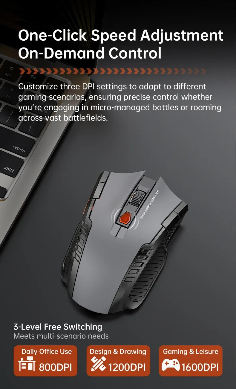 NEXUSCLICK Wireless Optoelectronic Mouse,1600DPI 6 Silent clicks New Game&Craft Gift Mice in Stock USB Receiver for Office Gamer