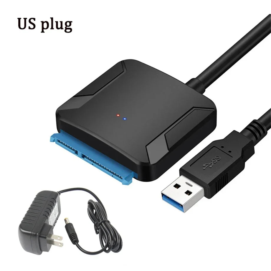 USB 3.0 Adapter Cable for 2.5" 3.5" HDD SSD Hard Drive 5Gbps External Converter with 12V Power Adapter USB 3.0 to SATA Converter