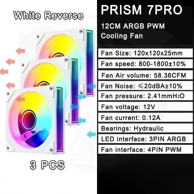 LDPCSJ PRISM 4 RS 12cm ARGB 4 Pin Computer Case Fan Quiet Cooling 12V Large Air Volume 1200RPM for Desktop Gaming PC Build