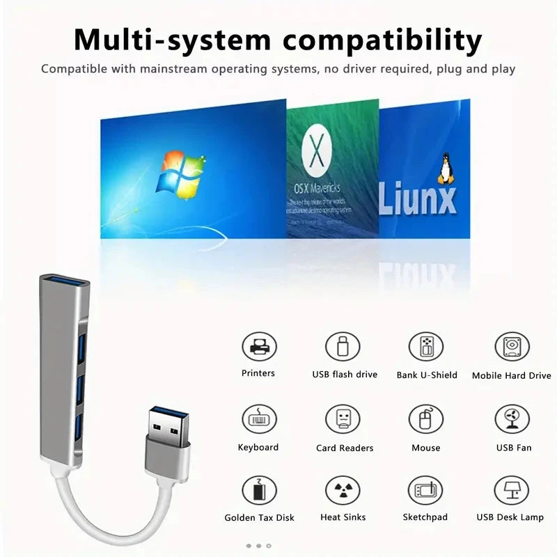 467 USB Dock Multi-Function Wire Divider High Speed Transmission One Drag Four Expanders for Mobile Phone Computer