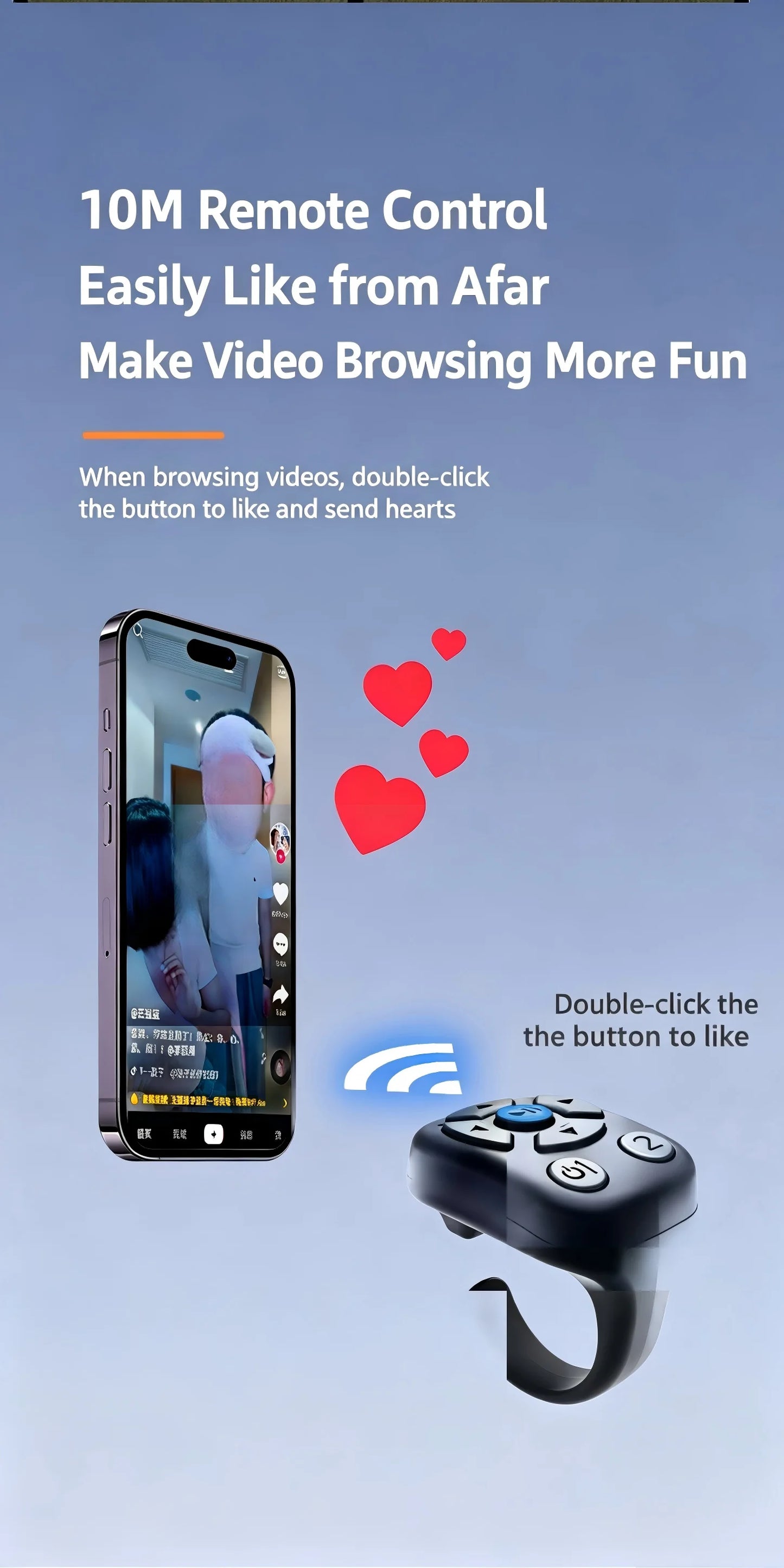 Bluetooth Scrolling Ring Wireless Remote Control, Short Video Page Turner Camera Shutter Controller, Universal Mobile Phone Tabl