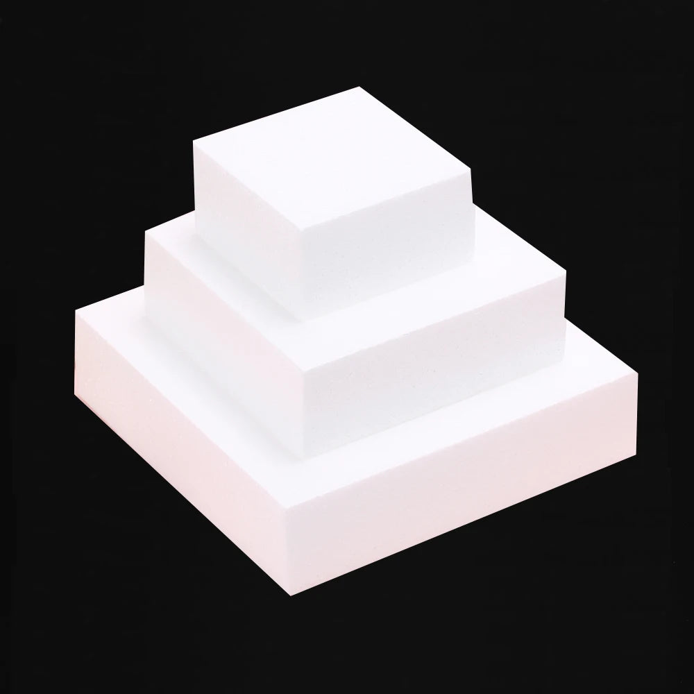 4/6/8 inch Square Foam Cake Lightweight DIY Cake Practice Model Mould Polystyrene Styrofoam for Wedding Party Kitchen Accessory