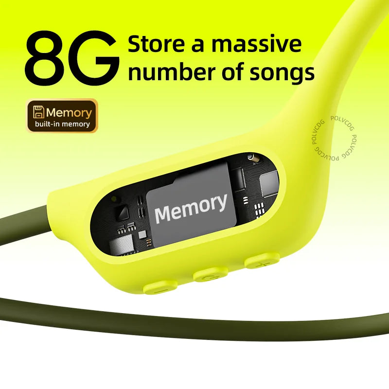 POLVCDG X9 Bone Conduction Earphones 32G IPX8 Waterproof Open Design for Swimming Running Cycling Hanging Earphones