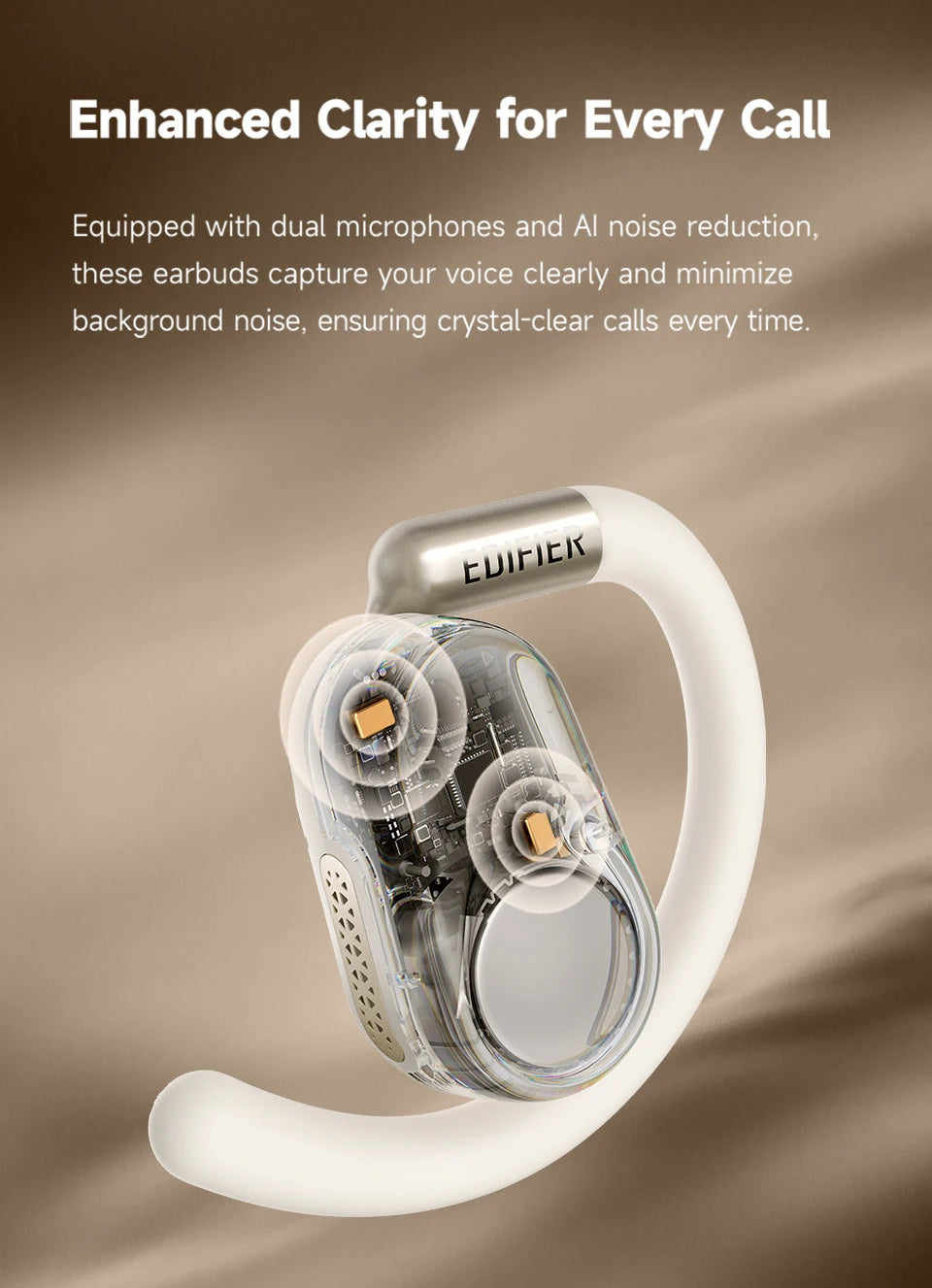 Edifier A6 Open Ear Bluetooth Earphones Ear Hook Headphones Hi-Res Wireless Audio IP55 Waterproof 40hrs Playtime LDAC Codec
