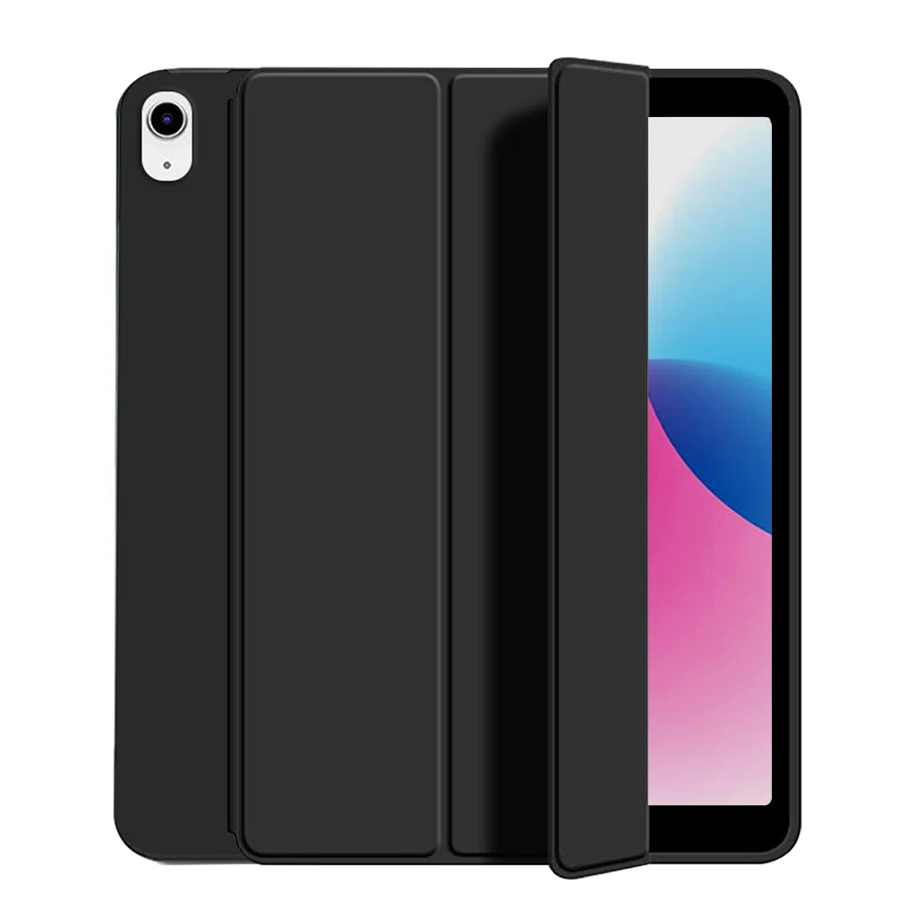 for iPad 5/6/7/8/9/10th gen Compatible with Air 4/5/6/7 Pro 11, three fold stand intelligent protective cover with soft TPU case