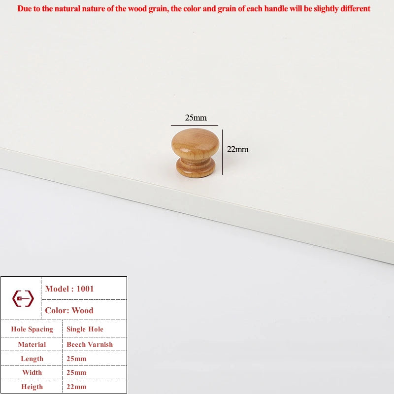 Nordic Wooden Cabinet Handles Solid Wood Furniture Kitchen Door Handle Wardrobe Cupboard Drawer Knobs Hardware Round Pull Handle