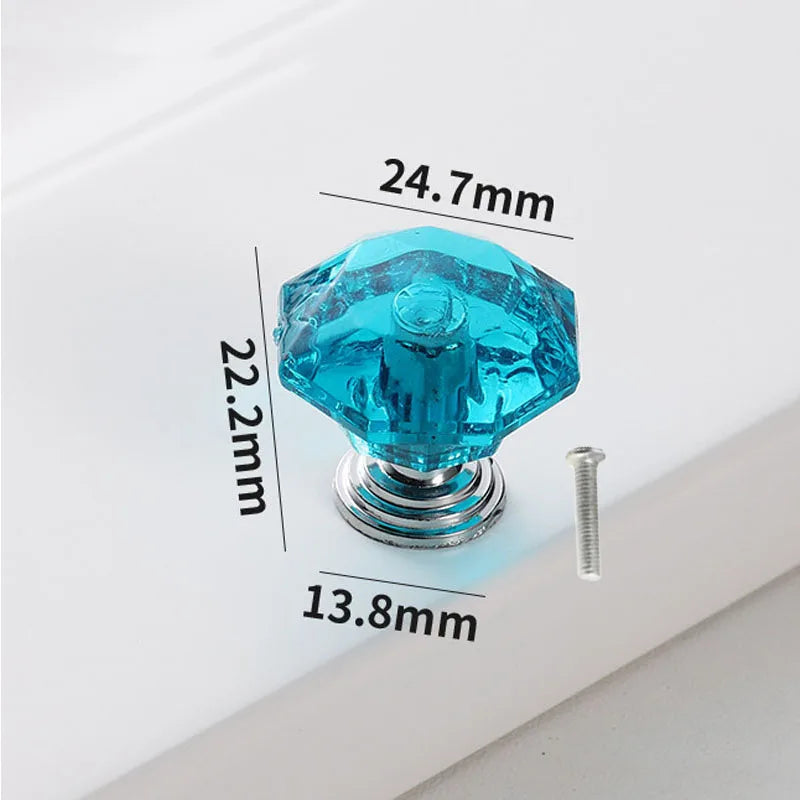 Plastic 1pc Diamond Shape Design Colorful Crystal Plastic Knobs Cupboard Drawer Pull Door Kitchen Cabinet Wardrobe Handles