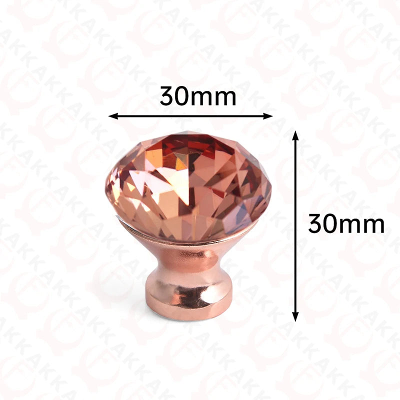 KAK Gold Diamond Crystal Glass Cabinet Knobs and Handles Cupboard Door Pulls Zinc Alloy Kitchen Handle Furniture Door Hardware