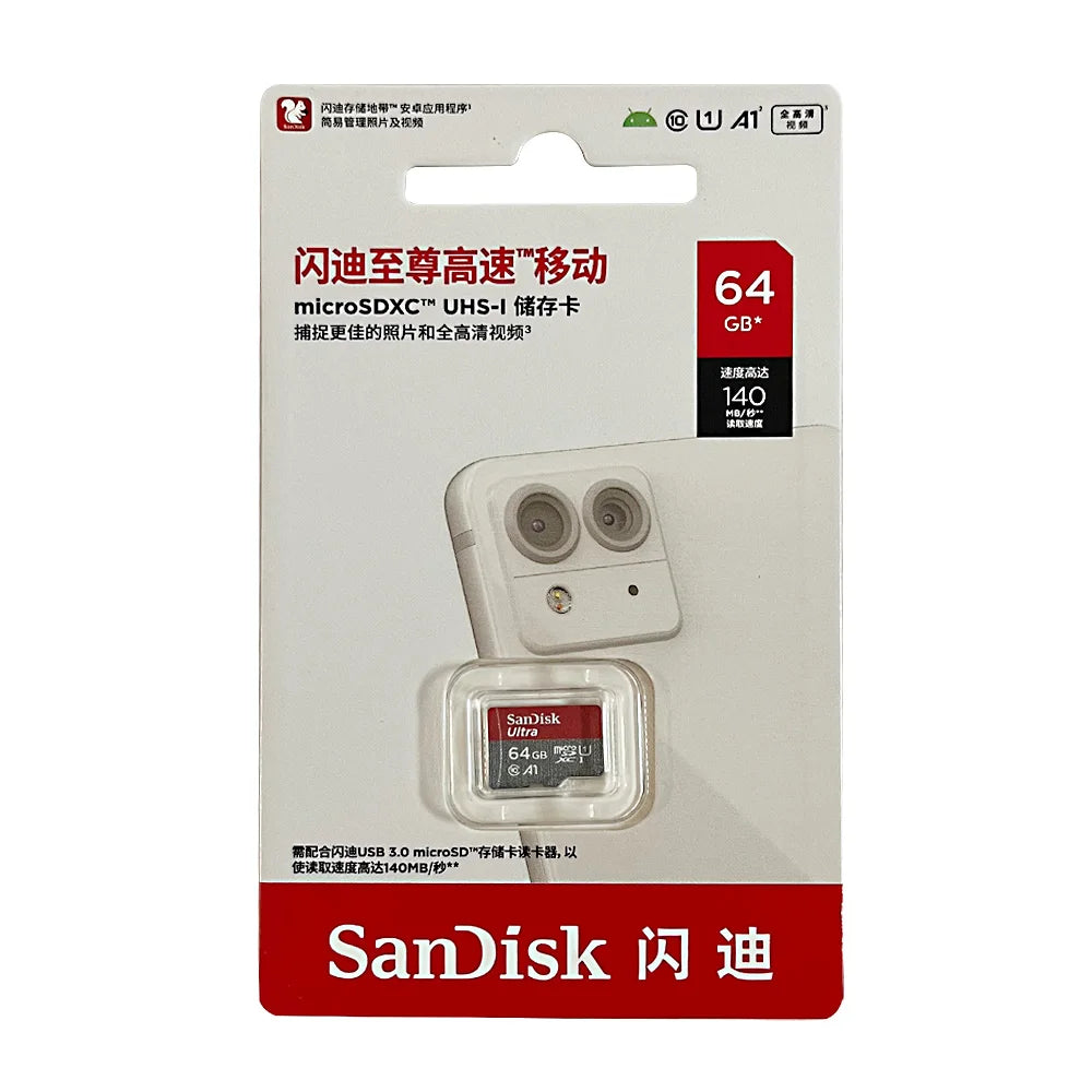 SanDisk Ultra MicroSD Card 32GB MicroSDHC A1 UHS-I Class10 64GB 128GB 256GB 512GB 1TB MicroSDXC Perfect for Full HD Video