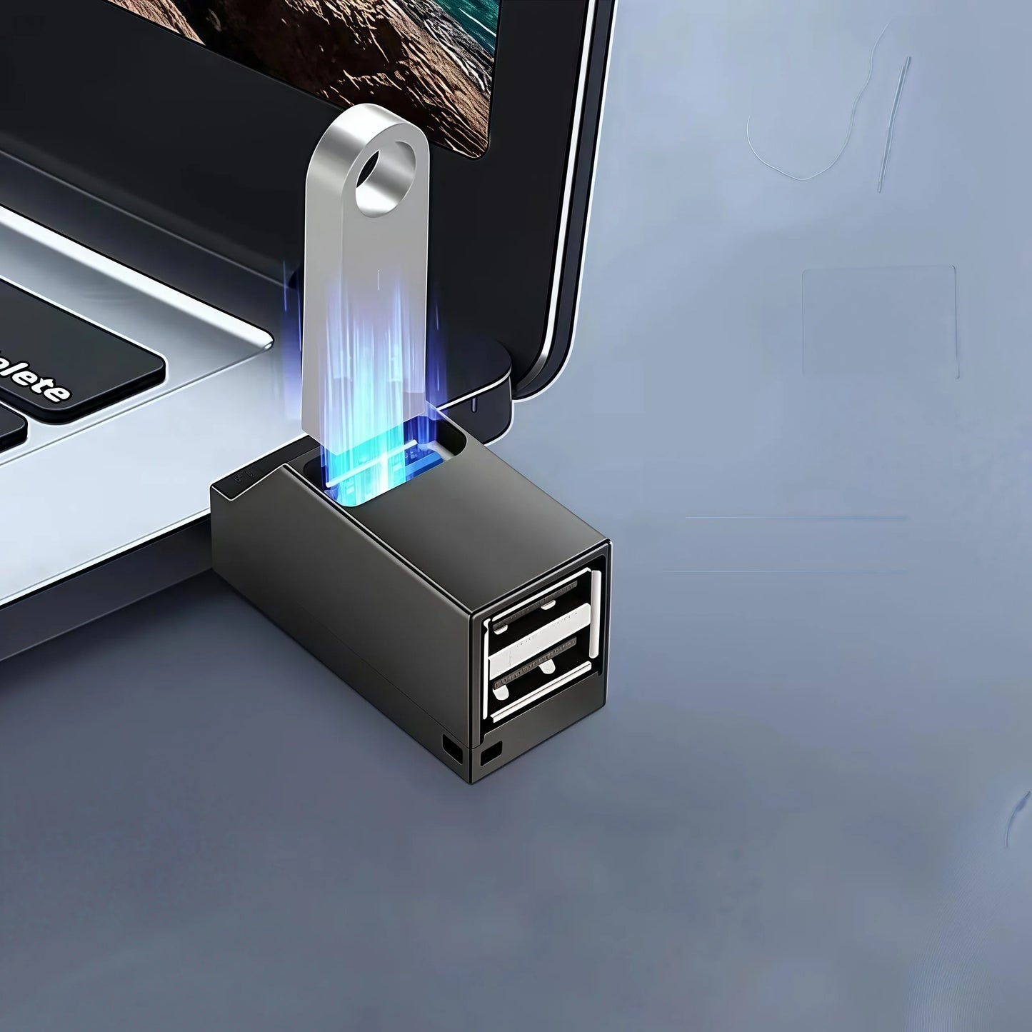 USB 3.0 Hub 4-Port Adapter - High Speed Data Transfer (5Gbps) for PC/Laptop/Mac - Compact USB Splitter for Flash Drive, Mouse
