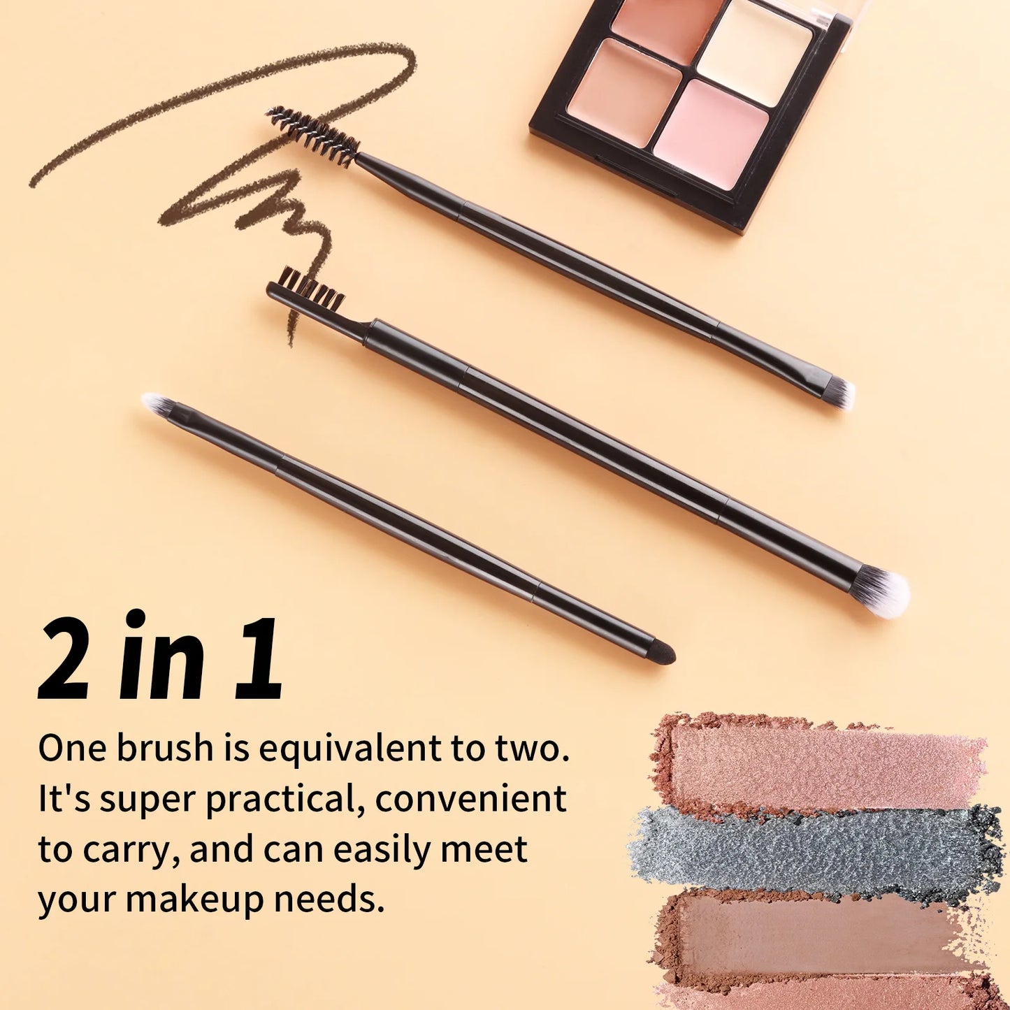 11 full set of eye makeup brushes, double-head design, eyeshadow brush, smudge brush, eyebrow brush, full set of beauty tools