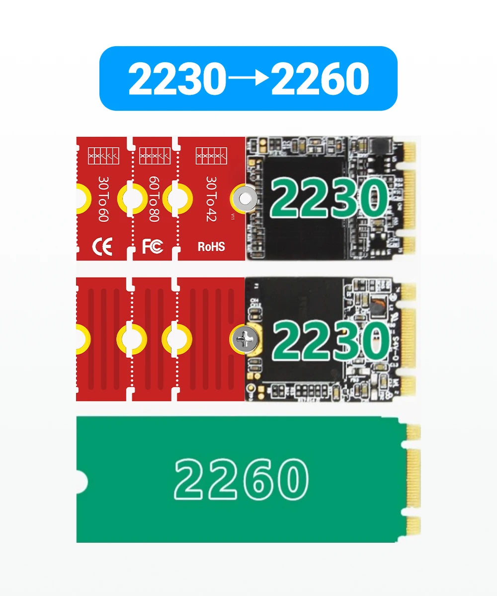 JEYI M.2 NGFF NVME SSD Extension Bracket Transfer 2230 2242 2260 2280 Length Extend Adapter Bracket Card Plate Change Long Size