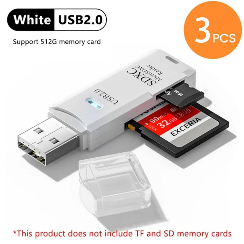 2-in-1 Multi Functional  USB 3.0 Card ReaderMiniSD TFMemoryCardReaderUSBFlashDrive CardreaderAdapter For PCLaptops Accessories