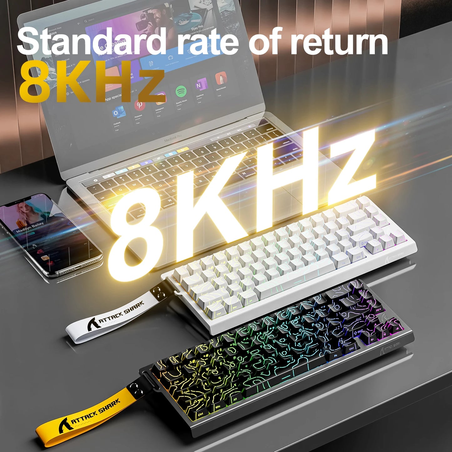 X68HE ATTACK SHARK X68PRO RGB Magnetic Mechanical Keyboard 0.01mm RT Accuracy 128K Rate 0.125ms and 8000Hz for E-sports