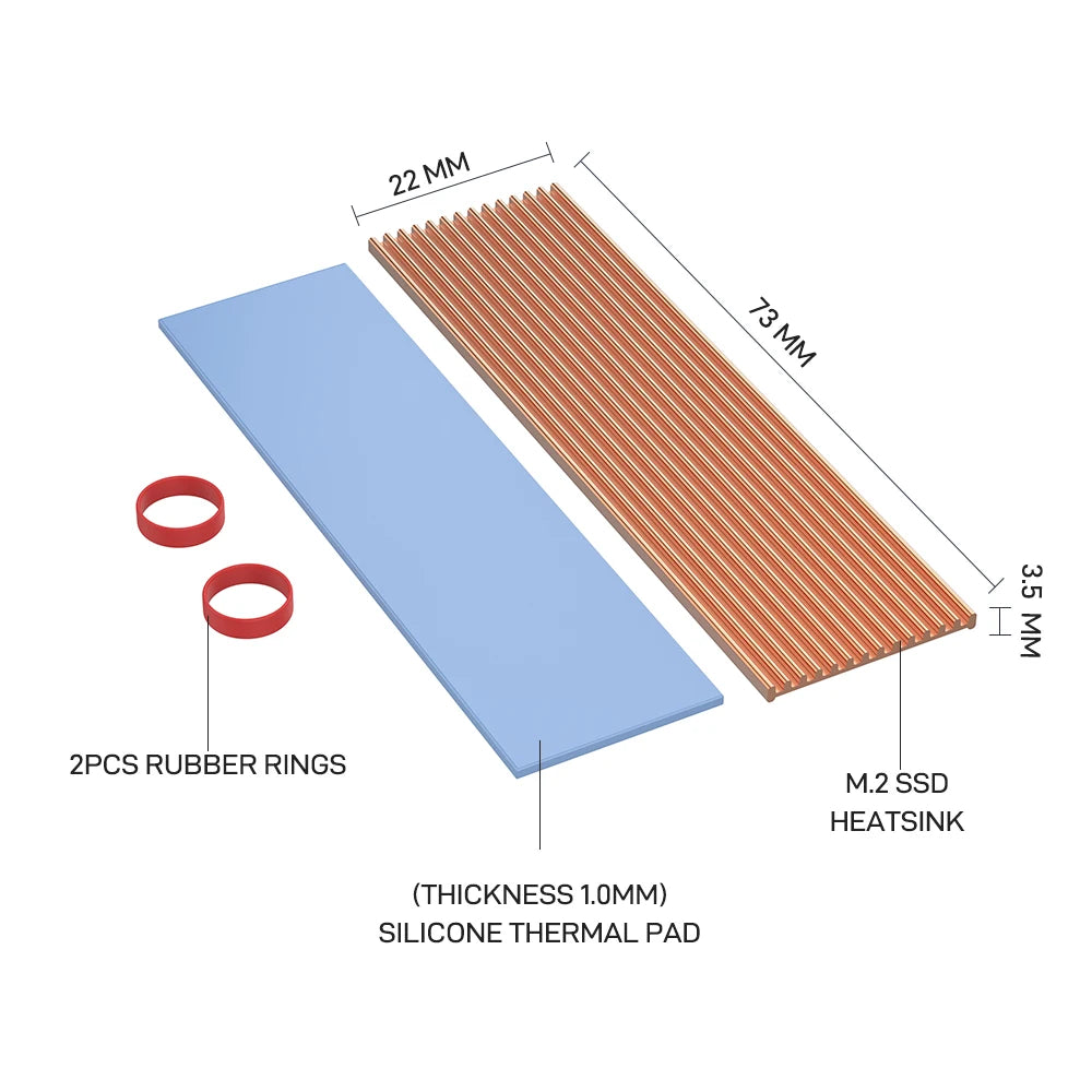 Clearance_JEYI Copper M.2 HeatSink, 3pcs 2280 SSD Copper Cooler Solid State Disk Radiator with Thermal Silicone Pad for Laptop D