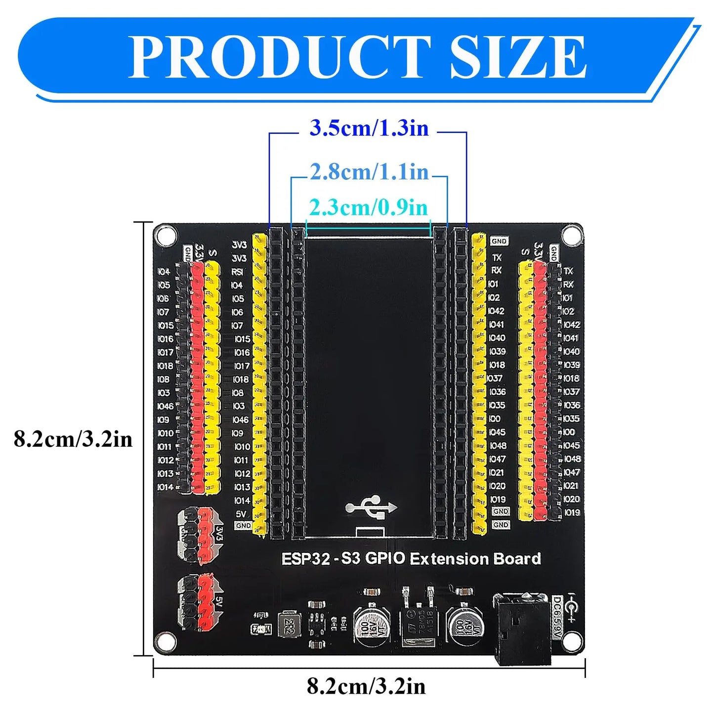 ESP32-S3 Development Boards with Expansion Adapter Kit 2.4G Wifi BT Module ESP32-S3-1 N8R2 N16R8 44Pin Type-C ESP32-S3