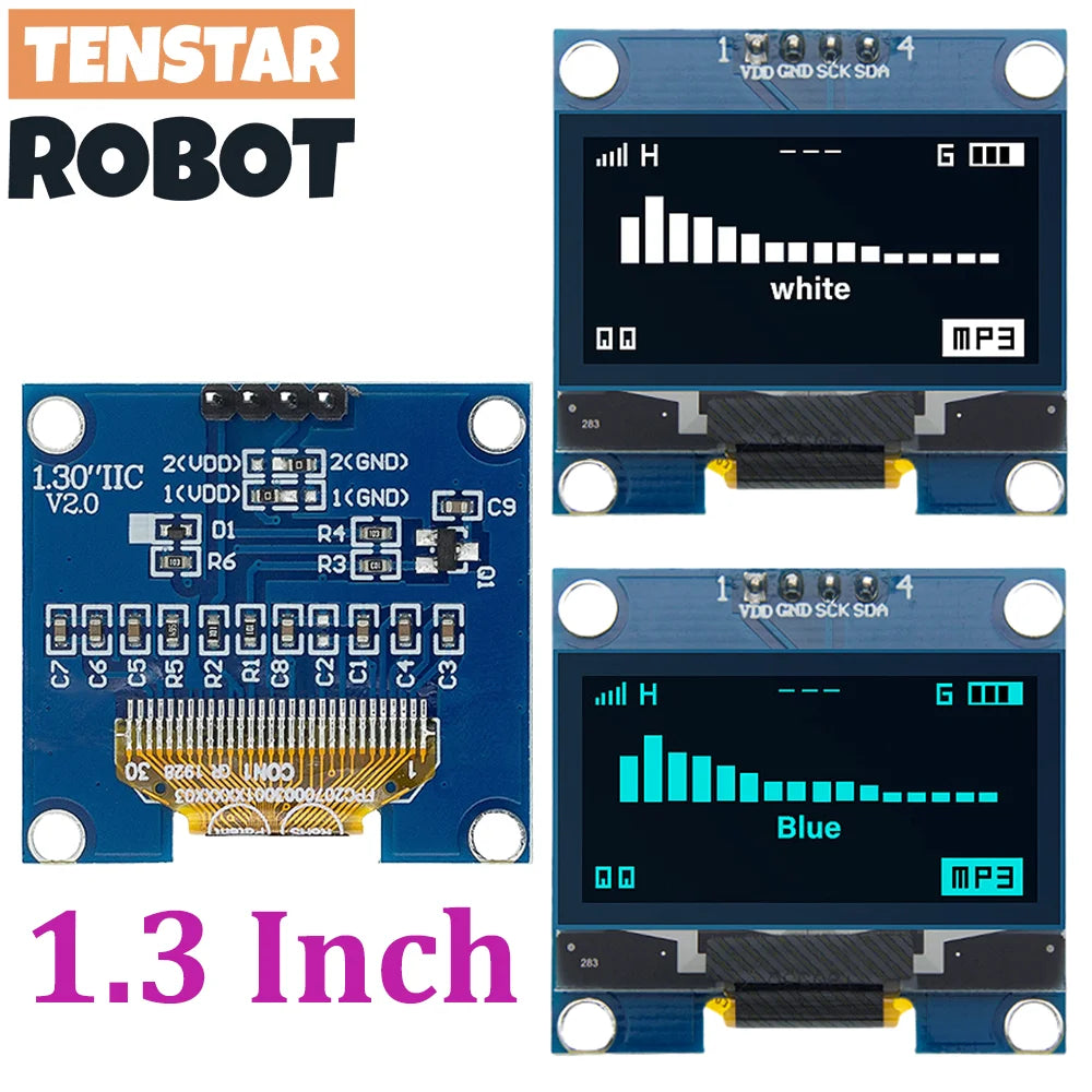 1.3" OLED Display Module White Blue Color Drive Chip SH1106 128X64 1.3 Inch LCD LED IIC I2C Communicate
