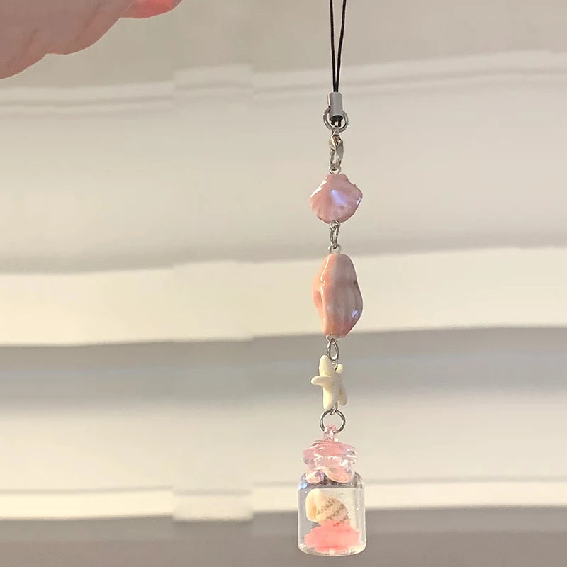 1PC Japanese Wind Bell Japan Wind Chime Handmade Glass Furin Home Spa Kitchen Office Decor Sakura Cherry Blossom Pattern Pendant