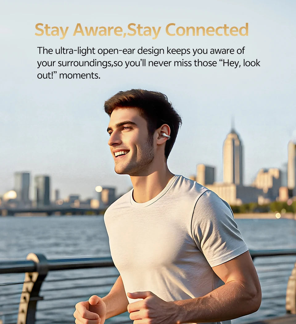 QCY Crossky C30S Open Ear Earphones Wireless Bluetooth 6.0 Clip-On Earbuds LDAC Hi-Res Audio Dual Connection 40H IPX5 Waterproof