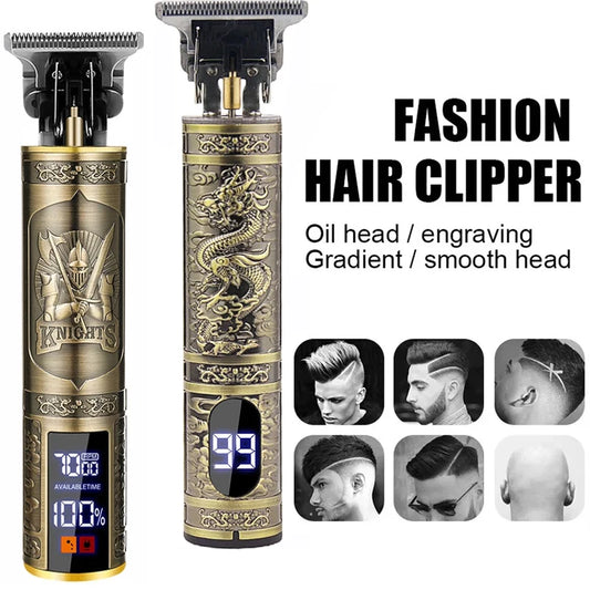 Cordless Hair Trimmer Vintage Hair Clipper USB Fast Charging Hair Cutting Machine Electric Shaver Barber Professional Barber